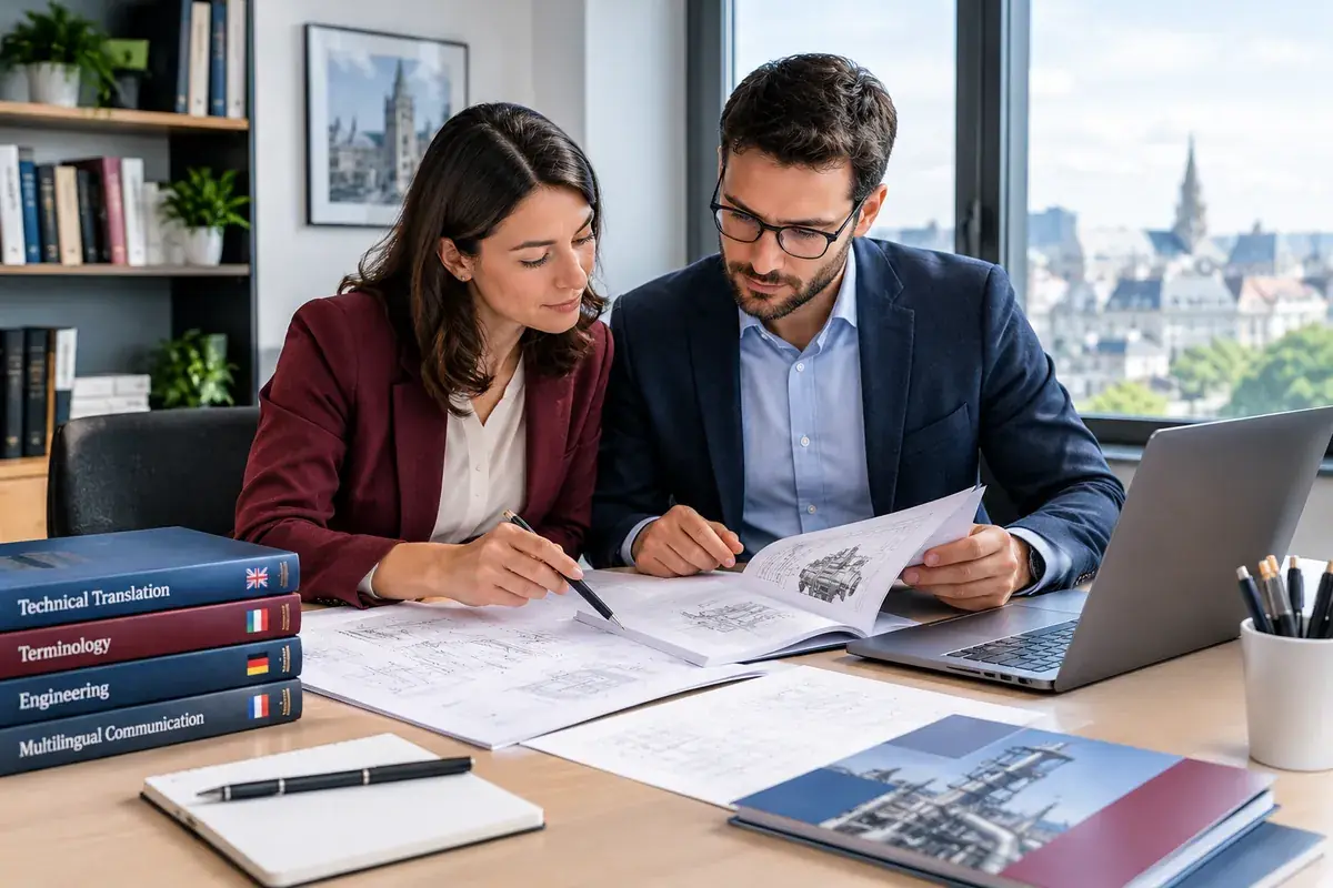 Deux professionnels examinant ensemble une documentation technique et des plans